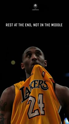 an image of a basketball player holding a jersey in front of him with the caption, rest at the end not in the middle