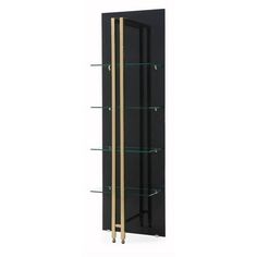 Blake small Bookshelf/Divider, Back is 10mm Black Tempered glass one Side frosted, 8 mm black shelves, Frame in Polished gold stainless steel - Packaging: 1 pc 3 box - Item Dim / NW / GW: W24 D13 H77/ 107 / 121 Color: Multicolor. Bookshelf Divider, Glass Bookshelf, Glass Bookshelves, Black Bookshelf, Black Bookcase, Contemporary Bookcase, Bookcases For Sale, Small Bookshelf, Black Shelves