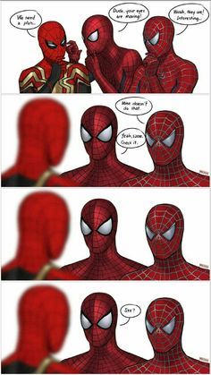 spider - man is talking to his friend in the comics