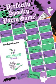 a purple and green halloween themed party game