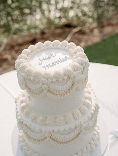 aesthetic coquette wedding cake Shimmer Wedding Cake, Simple Beautiful Wedding Cakes, 3 Tier Bundt Cake, Wedding Cakes Small 2 Tier, Two Tier Wedding Cakes Elegant Romantic, Sweet Simple Wedding, Chiffon Wedding Cake, Vintage Wedding Cake Just Married