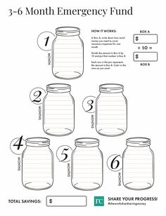 mason jars with numbers and measurements for each jar