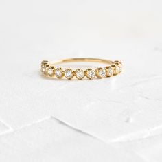 Many Moons Band | 13 White Diamonds & 14k Gold from Melanie Casey Diamond Round Ring, Melanie Casey, Full Eternity Ring, Ring Stack, Bridal Ring Sets, Ring Band, Gold Set, Eternity Bands, Diamond Bands