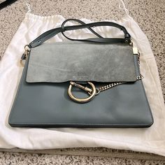 Very Unique And Beautiful Color. A Great Combination Of Suede And Leather. Has Some Scratches And Stains Shown In The Pics, But Generally In A Good Condition. Blue Handbag, Chloe Bags, Blue Handbags, Chloe Faye, Chloe Bag, Beautiful Colors, Chloe, Color Blue, Handbags