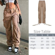 Pant Style: Cargo Pants Material: Polyester Fit Type: LOOSE Length: Full Length Decoration: Button Decoration: Pockets Decoration: Fake Zippers Vintage Tomboy, Gyaru Grunge, Cargo Pants Women Baggy, Oversized Trousers, Loose Sweatpants, Autumn Streetwear, Y2k Cargo Pants, Y2k Gyaru, Cargo Pants Baggy