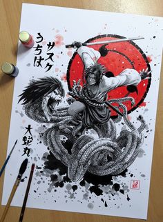 Shen Long Tattoo, Batman Art Drawing, Naruto Painting, Manga Watercolor, Sasuke Naruto, Naruto Sketch Drawing, Naruto Tattoo, Naruto Sketch, Best Anime Drawings