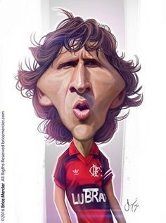 a caricature of a soccer player with his mouth open and tongue hanging out