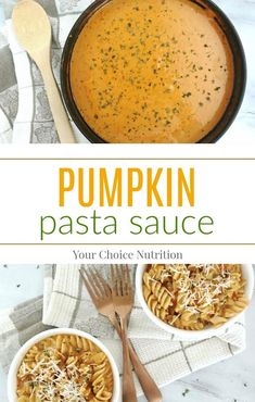 pumpkin pasta sauce in two bowls with spoons