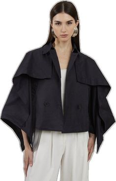 High Fashion Ready To Wear, 2024 Spring Outfit Ideas, Chic Oversized Cape For Workwear, Chic Oversized Workwear Cape, Chic Fitted Cape Outerwear, Spring Workwear Cape, Spring Chic Workwear Cape, Chic Cape Outerwear For Office, Chic Office Cape Outerwear