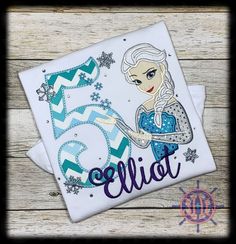 a frozen princess birthday shirt with the number six on it and an image of her name