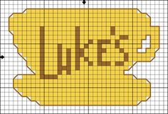 a cross stitch pattern with the word wut on it in brown and yellow colors