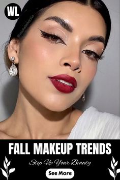 Fall makeup with rich cranberry red tones for a daring look