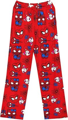 PRICES MAY VARY. Cozy: Beautifully Soft fabric lends a soft and lightweight feel for all-night comfort. Feels soft and light against skin. Cute Design: The Kawaii cartoon pajama pants features a bright, bold all over print design, professionally printed for long-lasting color and print quality. Occasions: These pajama pants are perfect for both christmas and halloween festivities. Perfect for wearing at home and for daily casual wear, vacation, and travel. Size: Our pajama pants have size : M, L Cartoon Pajama Pants, Cat Pajama Pants, Spiderman Pajamas, Plush Pajama Pants, Womens Flannel Pajamas, Men Cartoon, Body Noir, Girls Flannel, Lounge Pants Womens