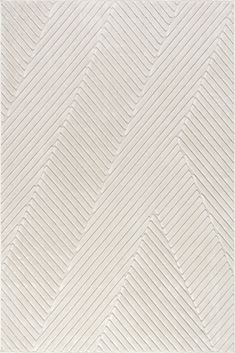 a white rug with diagonal lines on it