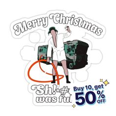 merry christmas sale sticker with an image of a man