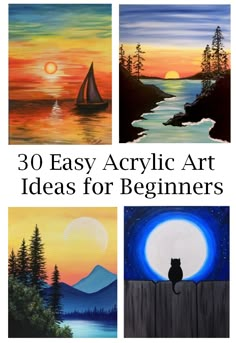 30 Easy Landscape Painting Ideas for Beginners -- Easy Tree Acrylic Pa – Art Painting Canvas Simple Ideas For Painting, Modern Acrylic Painting Ideas, Canvas Painting Ideas For Beginners Step By Step, Simple Abstract Painting Ideas, Abstract Painting Ideas For Beginners, Painting Ideas Easy Acrylic