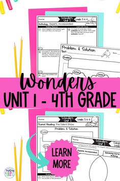 the wonders unit 1 - 4th grade worksheet with pencils and crayons