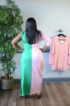 Split Decision, Ruched Maxi Dress, Ivy League, Green And Red, Dress Pink, Sorority, Pink Dress