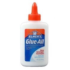 a bottle of glue - all on a white background with red and blue trimming