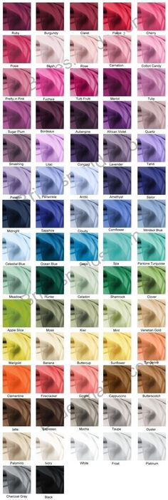 the color chart for all kinds of hair dyes