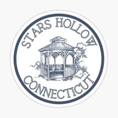 stars hollow sticker with the words,'star hollow connect'in blue and white