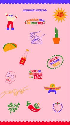 an image of mexican food on a pink background