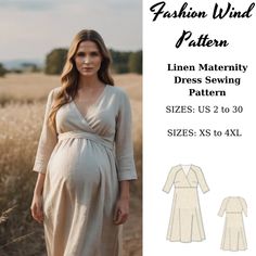 Instant Elegance in a Click:  Linen Maternity  Dress sewing pattern,Surplice Dress is available as an instant download (pdf) sewing pattern pack in a variety of sizes including plus sizes Transform your sewing experience with our Digital Download offering - a meticulously crafted bundle of sophistication and style. Here's what makes it extraordinary: 👗 Versatile Sizing Options: US Sizes: 2, 4, 6, 8, 10, 12, 14, 16, 18, 20, 22, 24, 26, 28, 30 Standard Sizes: XS, S, M, L, XL, 2XL, 3XL, 4XL 📏 Ada Maternity Gown Pattern, Pregnancy Sewing Patterns, Fitted Maternity Dress With Surplice Neckline, Simple Maternity Dress Pattern, Free Maternity Sewing Patterns, Maternity Wrap Dress Pattern, Pregnancy Dresses Sewing Patterns, Linen Maternity Dress, Maternity Dress Pattern