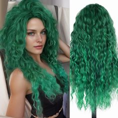 PRICES MAY VARY. 1.Introducing our Hair Replacement Wigs – Choose from Green Colored, for a stunning and natural look. Perfect for cosplay, outfits daily use, or a fun costume St. Patrick's Day party! 2.Transform your style with our versatile long green wig! Designed with a water wave and natural curl, it's soft and comfortable for all day wear. Ideal for young women or anyone looking for a trendy new look. 3.Our synthetic cosplay wig is a game-changer! With its unique free part hair roots desig Green Curly Wig, Ash Blonde Wig, Long Curly Wigs, Cuban Twist Hair, Roots Design, Full Lace Wig Glueless, Ash Blonde Highlights, Party Wig, Hair Roots