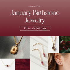 Way to ring in the year, January babies! The birthstone for January is the rich garnet, believed to bring confidence and courage to the one wearing it. Birth Month Symbols, January Baby, January Birthstone Jewelry, Birthstone Colors, Garnet Jewelry, Zodiac Jewelry, January Birthstone, Birth Month, Birth Flowers