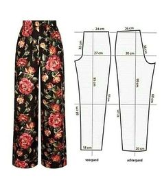 the pattern for this pants is shown, and it has an image of flowers on it