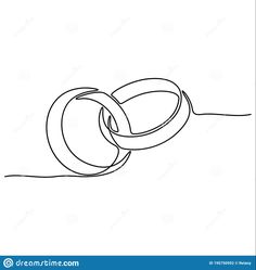 one continuous line drawing of two wedding rings