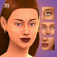 an animated woman's face is shown with different facial shapes and haircuts