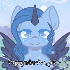 an animated pony with blue hair and wings