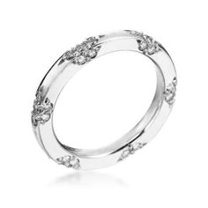 a white gold ring with diamonds on it