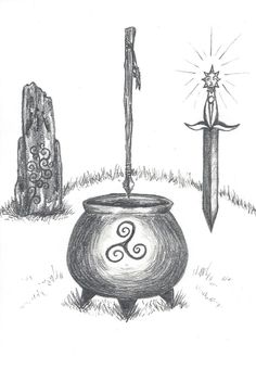 Four Treasures Of The Tuatha De Danann Celtic Myth, Ancient Ireland, Irish Mythology, Celtic Gods, Celtic Culture, Celtic Mythology, The Boogeyman, Pagan Witch, Book Of Kells