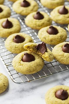 cookies with chocolate chips on a cooling rack