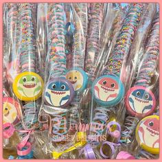 there are many toothbrushes that have been decorated with cartoon characters on them for sale