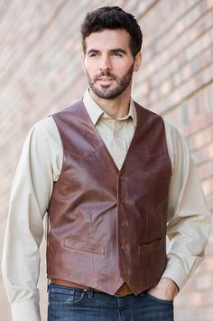 Made from fine Middle Eastern lambskin leather that's waxed for resilience and a vintage look, the Glenn is a simple three-season vest. Leather Vest, Exclusive Fashion, Fashion Wear, Lambskin Leather, Leather Items, Vest Dress, Vintage Looks, Vest Jacket, Leather Men