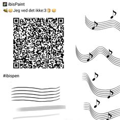 some music notes are flying in the air and one has a qr code on it