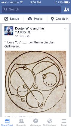 the doctor who and the ard is i love you written in circular calligraphy