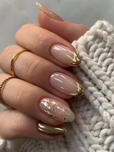 Multicolor  Collar    Color Nails Embellished   Nail,Hand & Foot Care Bridesmaids Nails, Valentine Nails, Oval Nails, New Year's Nails, Prom Nails, Classy Nails, Nail Arts, Gold Nails, Cute Acrylic Nails