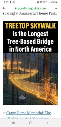 an advertisement for the treetop skywalk in north america