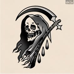 a pirate skull with a sculler on it's head and an arrow in the other hand