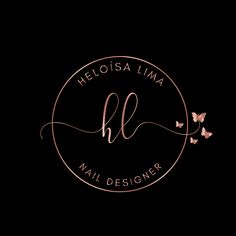 the logo for heliosia llma nail designer, with butterflies flying around it