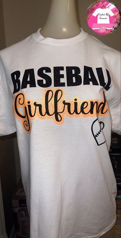 Baseball Girlfriend Shirts, Couple Sayings, Baseball Couples, Bf Game, Baseball Shorts, Girlfriend Shirt, Baseball Shirt