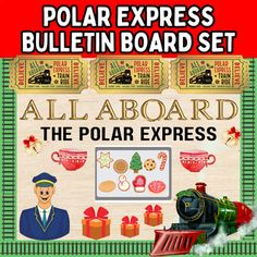 polar express bulletin board set all aboard the polar express