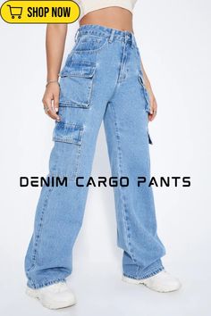 Stay stylish and functional with our Zippered Pocket Denim Cargo Pants! Elevate your casual wear with these versatile and comfortable pants. 👖✨ #CargoPants #DenimStyle #ZipperedPockets #CasualFashion #EverydayWear #ComfortAndStyle #FunctionalFashion #TrendyDenim #VersatileOutfit #ComfyCargoPants Denim Cargo Pants, Trendy Denim, Comfortable Pants, Denim Cargo, Functional Fashion, Versatile Outfits, Wide Pants, Casual Denim, Active Lifestyle