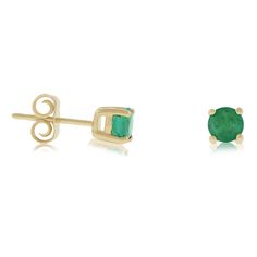 4mm emeralds are held in a classic four prong yellow gold stud, offering you a pop of color to go with any outfit. Lose A Stone, Emerald Stud Earrings, Emerald Earrings Studs, Gold Stud, Green Gemstones, Great Ideas, Gold Studs, Cleaning Jewelry, Birthday Anniversary