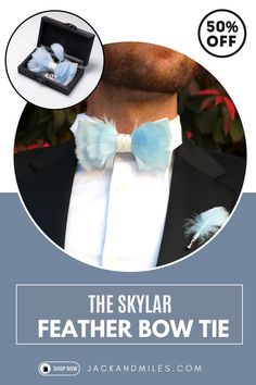 Skylar Feather Bow Tie