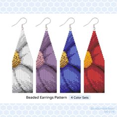 the beaded earrings pattern is shown in four different colors